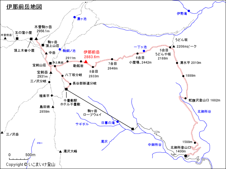 伊那前岳地図