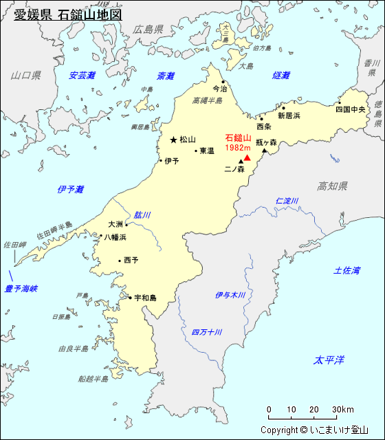 愛媛県 石鎚山地図