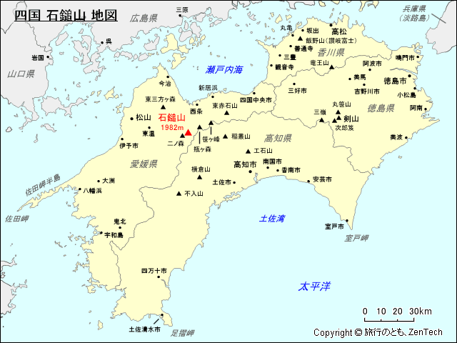 四国 石鎚山 地図