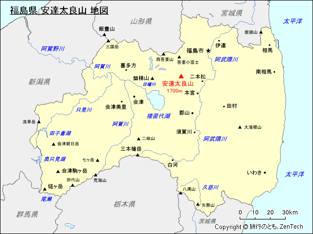 福島県 安達太良山 地図