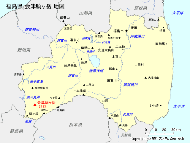 福島県 会津駒ヶ岳 地図