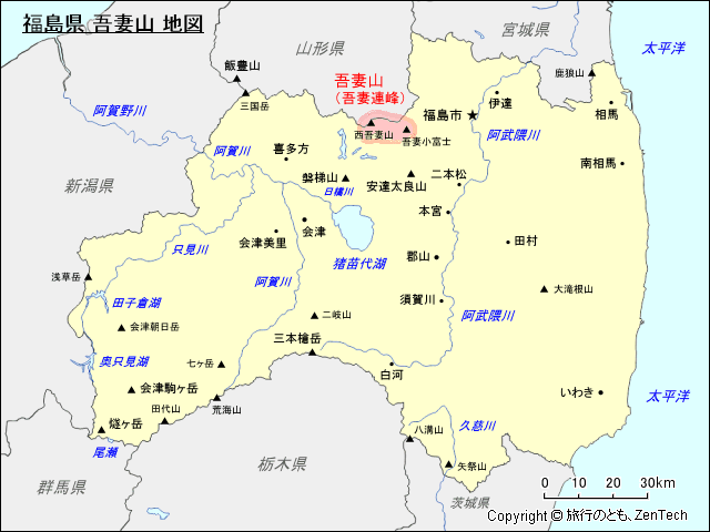 福島県 吾妻山 地図