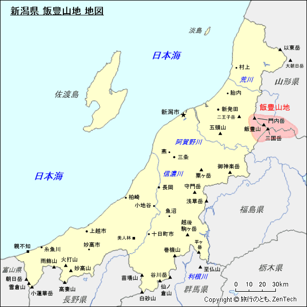 新潟県 飯豊山地 地図