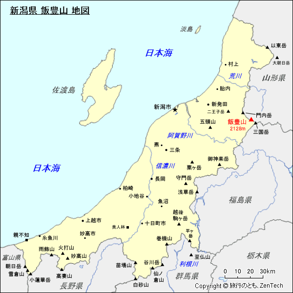 新潟県 飯豊山 地図