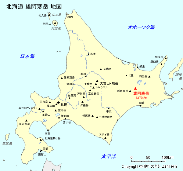 北海道 雄阿寒岳 地図