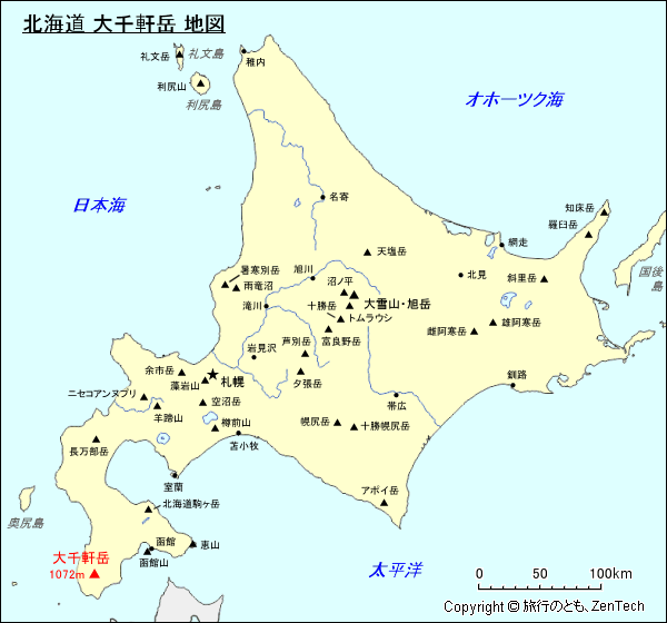 北海道 大千軒岳 地図