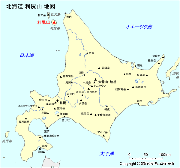 北海道 利尻山 地図