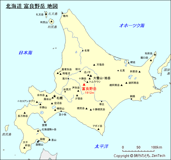 北海道 富良野岳 地図