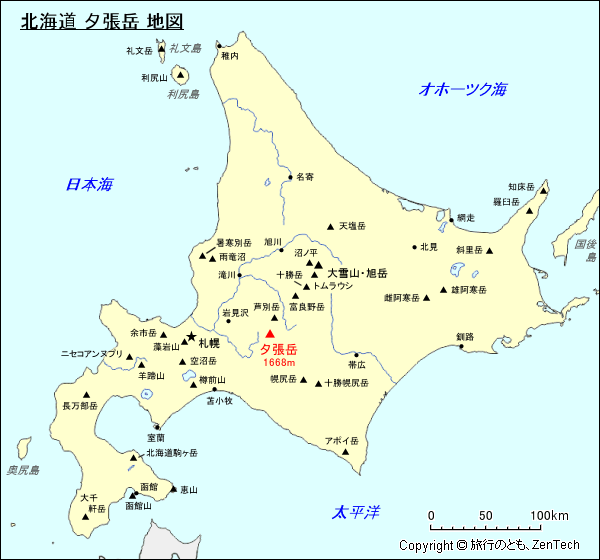 北海道 夕張岳 地図