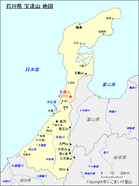石川県 宝達山 地図