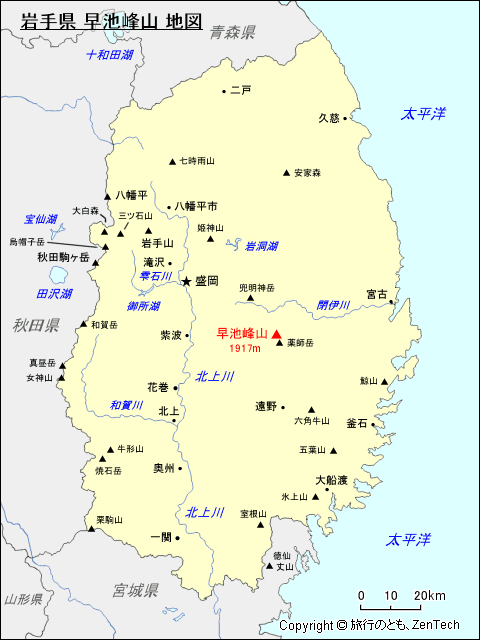 岩手県 早池峰山 地図