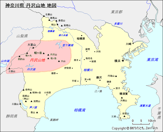 神奈川県 丹沢山地 地図