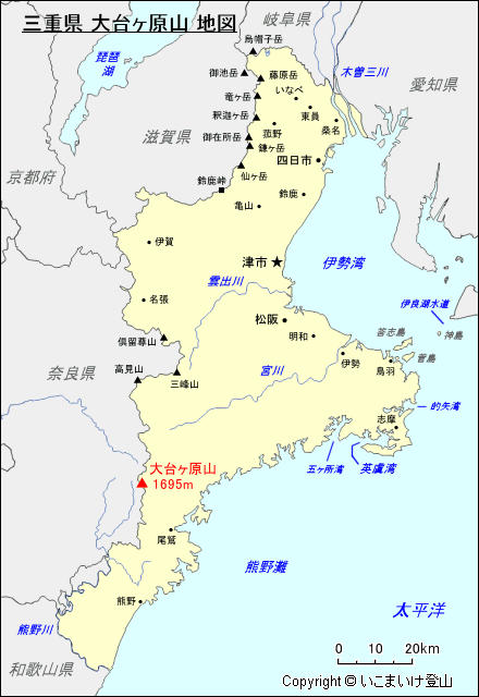 三重県 大台ヶ原山 地図
