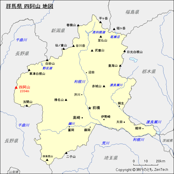 群馬県 四阿山 地図