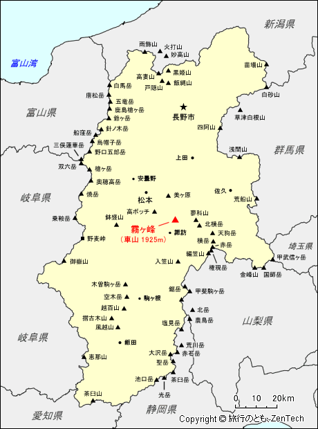 長野県 霧ヶ峰 地図