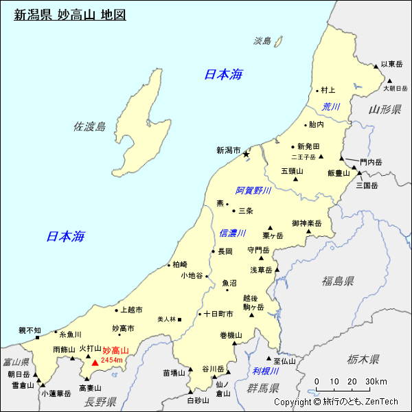 新潟県 妙高山 地図