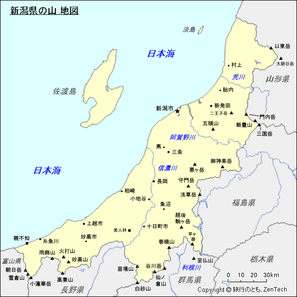 新潟県の山 地図