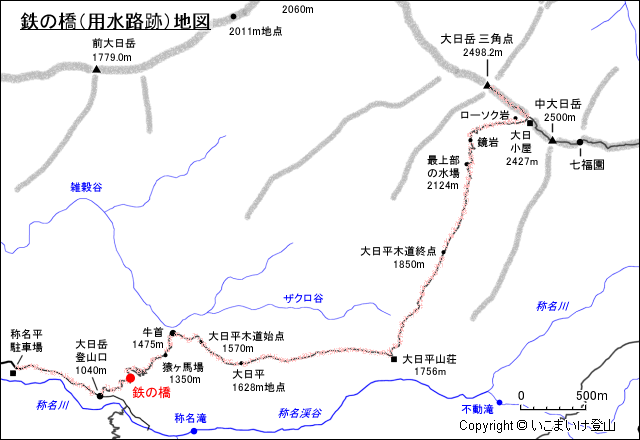 鉄の橋（用水路跡）地図