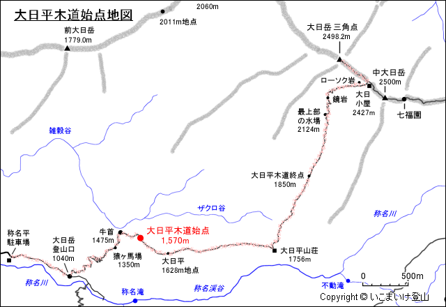 大日平木道始点地図