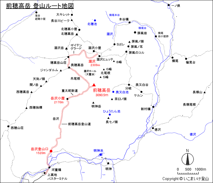 前穂高岳地図