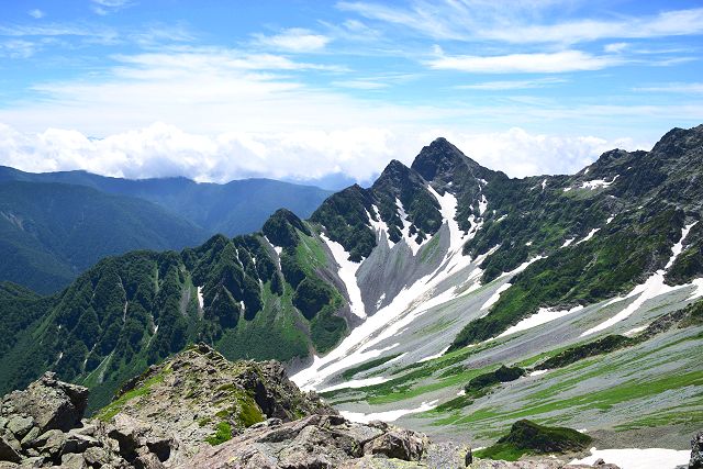 北穂高岳から眺めた前穂高岳