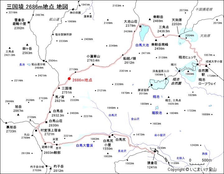 三国境 2686m地点 地図