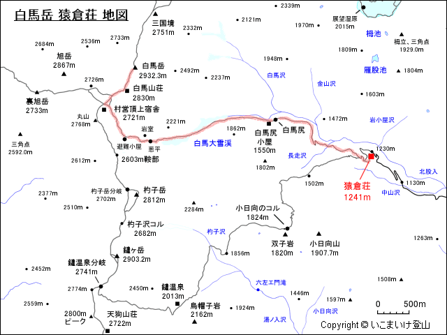 白馬岳 猿倉荘地図