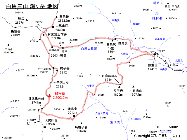 白馬鑓ヶ岳地図