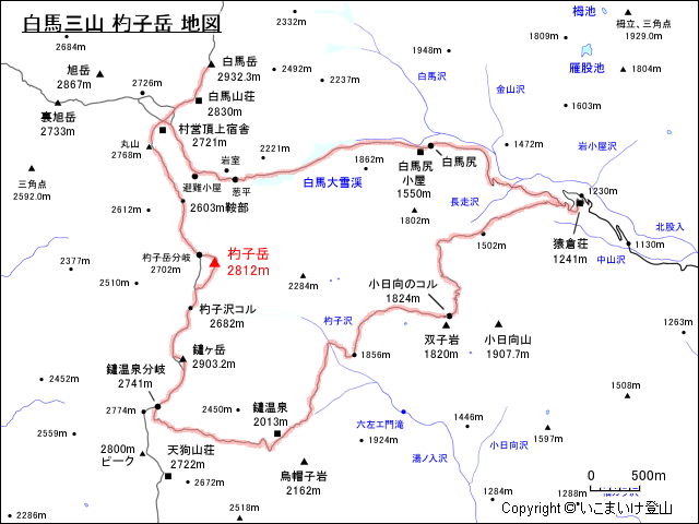 杓子岳地図