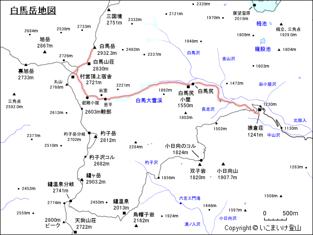 白馬岳地図