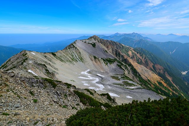 薬師岳山頂から見下ろした金作谷カール