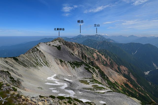 薬師岳山頂から眺めた立山連峰