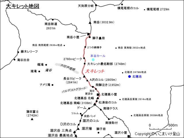 大キレット地図