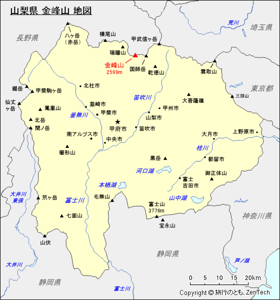 山梨県 金峰山 地図