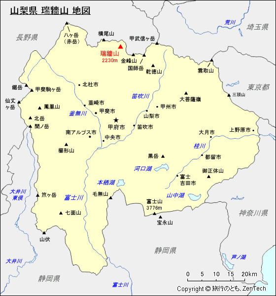 山梨県 瑞牆山 地図